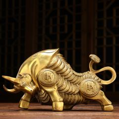 美帮汇铜牛摆件生肖牛老板办公桌装饰摆件牛气冲天工艺品